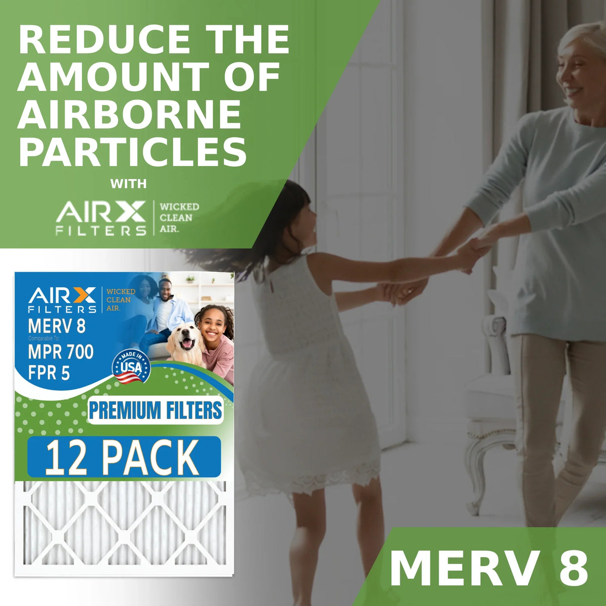 5 Comparable CLEAN to by AIRX FPR 12 MERV 20x25x2 Filter Rating, USA FILTERS AIR. Air 700 Furnace - WICKED & Pack in MPR Filters of Made 8