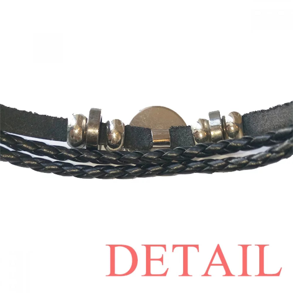 Woven Nevis National Braided Kitts Emblem Rope Bracelet Wristband Leather and