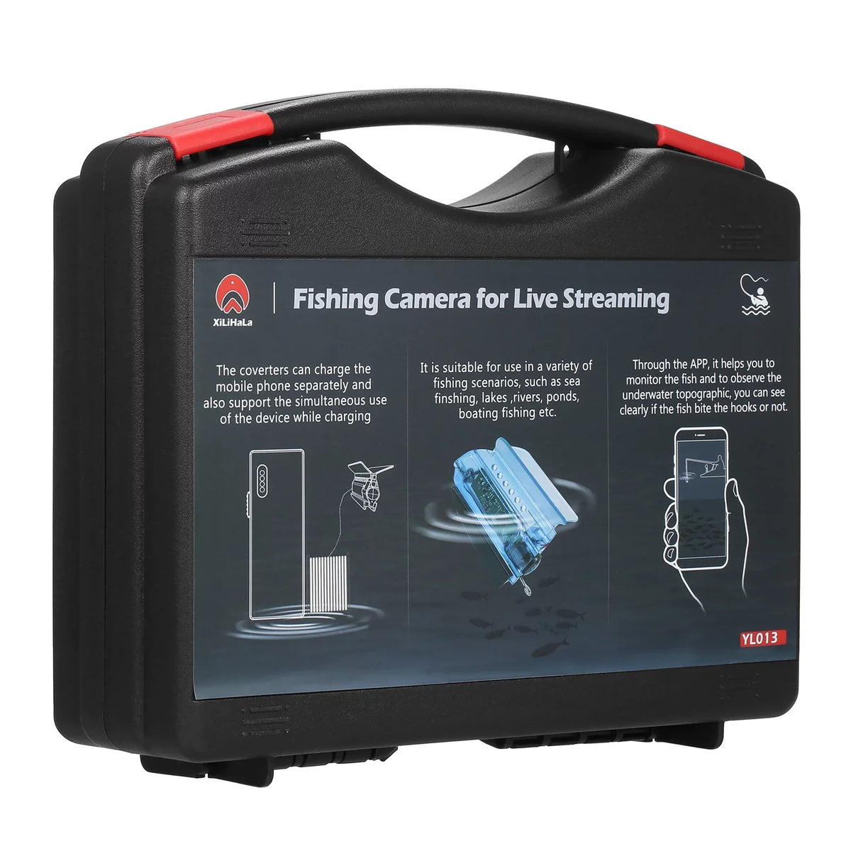 with Case Phone Holder Mobile Live for Control Dcenta Camera with Lake Fishing Kayak Fishing Boat Carry 1080P Video Cage Finder Underwater APP Camera Bait Cable 50M Fish Ice Sea Fishing