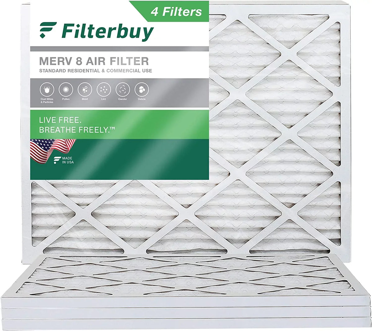 (4-Pack) Air 17.5x21x1 Furnace 8 MERV Filters HVAC Filterbuy AC Pleated