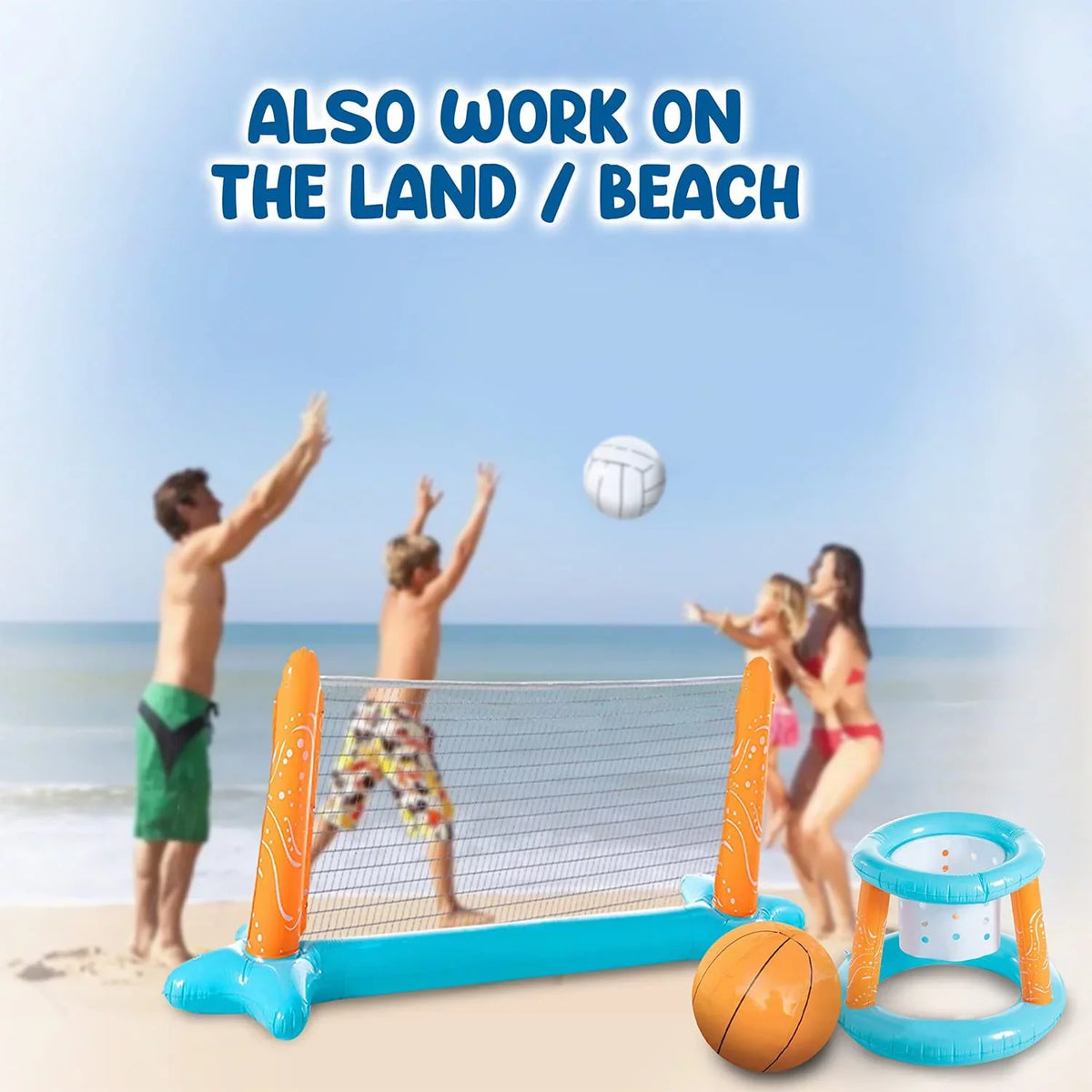 Kids Hoop, | Toys Inground Net Game Bags, Basketball Set Pool Adults for Volleyball Larger and & Light Balls Teens Clover for Blue & Pool Weight Pool Volleyball