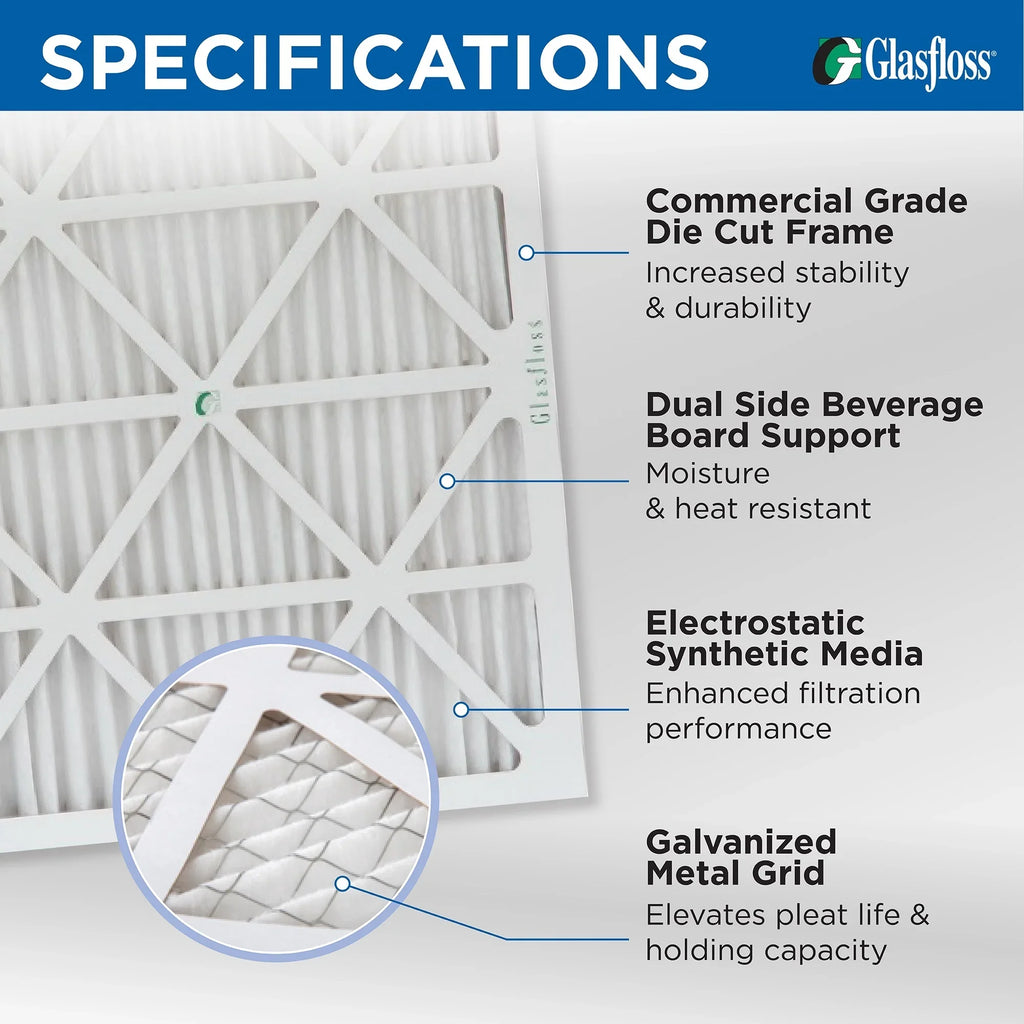 Pleated of 11-1/2 x 12 MERV Size: 11-1/2 Actual Air Filters Glasfloss. 12x12x1 Pack 7/8 x by 10