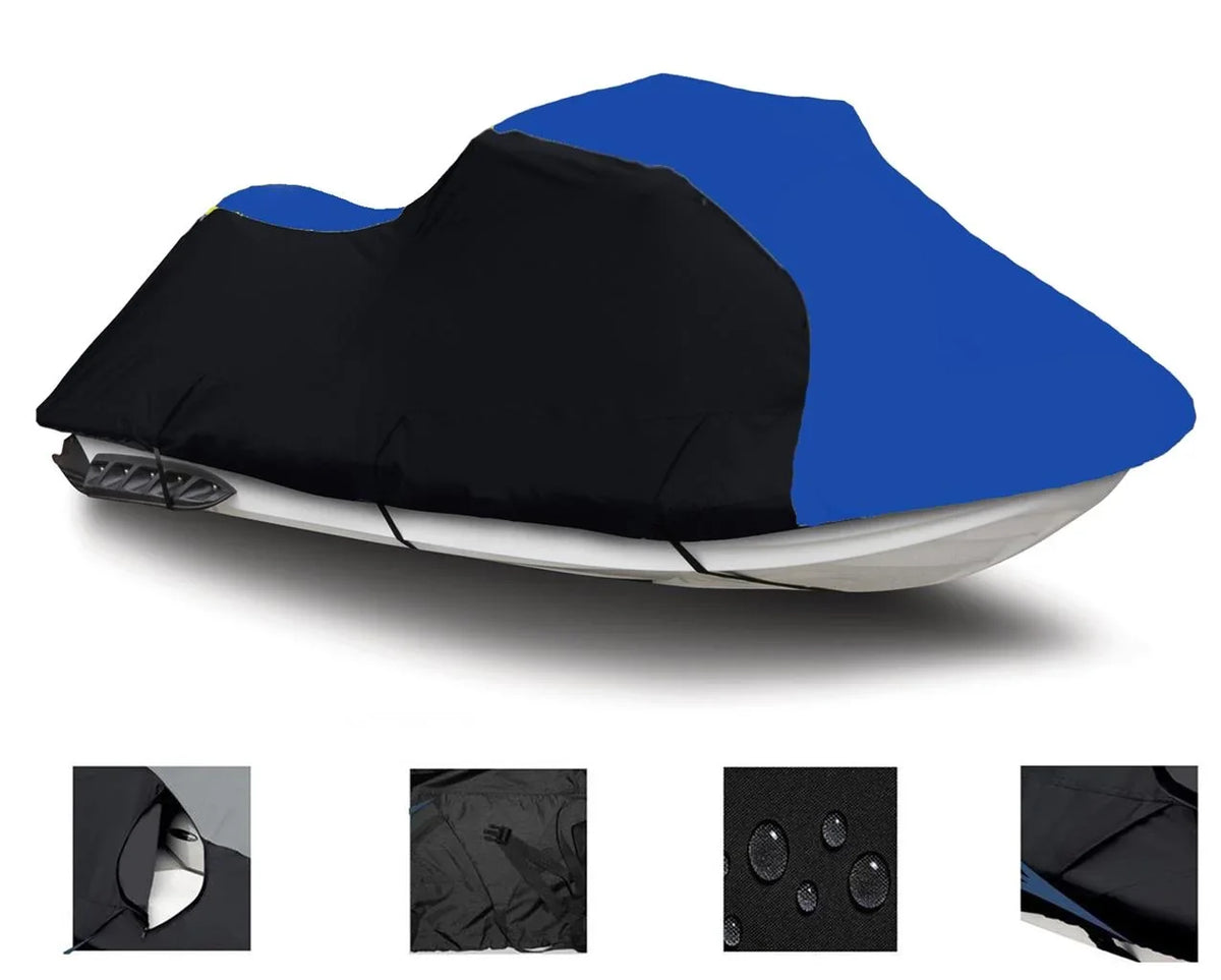 DENIER 2 HEAVY-DUTY, BLUE 118" BLACK 770R Trailerable Cover 1100R 1999 1998 for Cover 600 Compatible Ski PWC Seater Shark / / Jet Tiger
