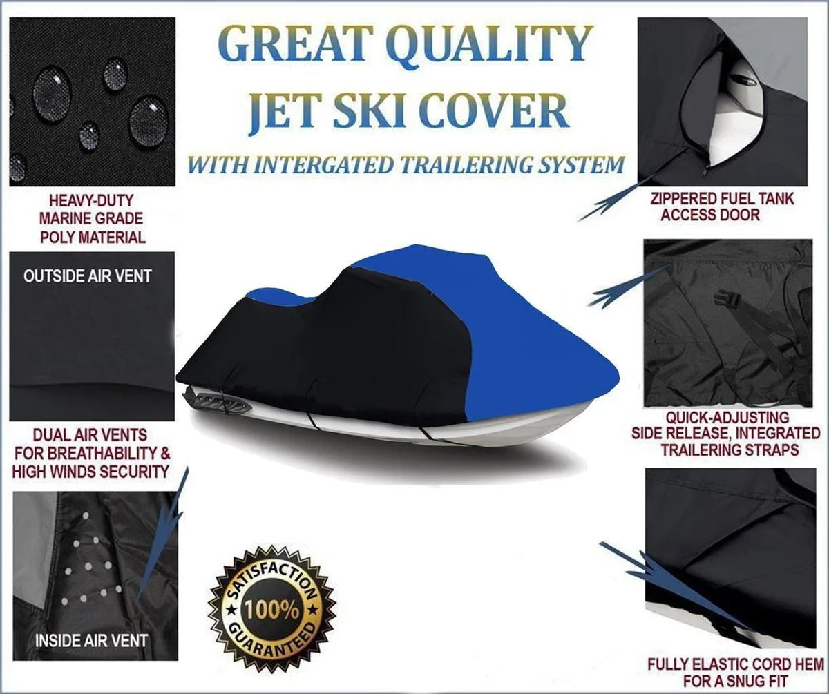 / 2006 Sea-Doo Sea Cover Doo 2003 PWC Jet 600 Jetski HEAVY-DUTY, GTX TEC 2005 for Cover Ski 2004 Bombardier 4 DENIER BLUE BLACK 2002 Compatible