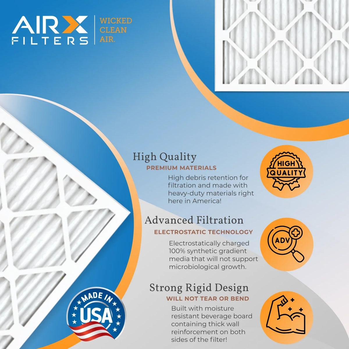 MERV 9 Comparable - to MPR Filter AC 24x24x1 Filter Made by Pack Electrostatic Premium Conditioner & 24x24x1 Pleated Air AIRX HVAC WICKED FPR 4 Filters Furnace CLEAN FILTERS USA AIR. 1500 2200 Air 13